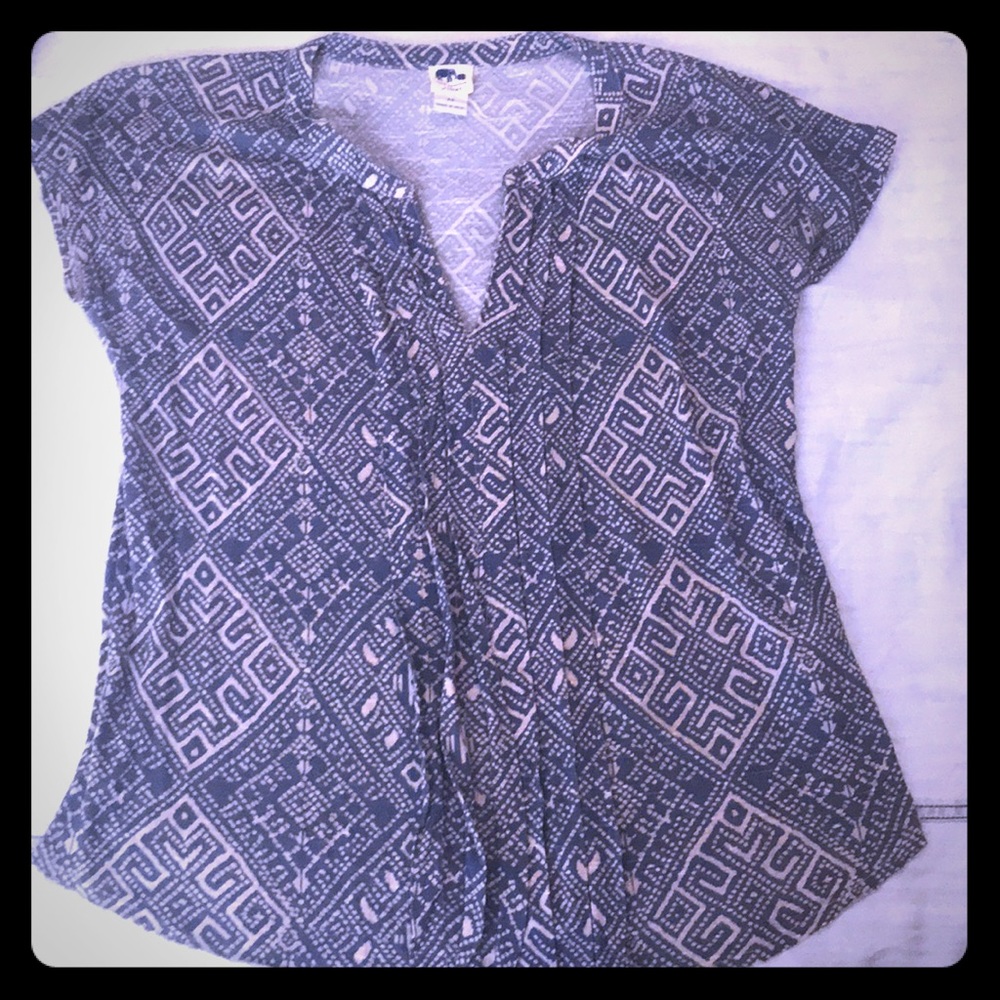 Pleated  v neck lucky brand top
